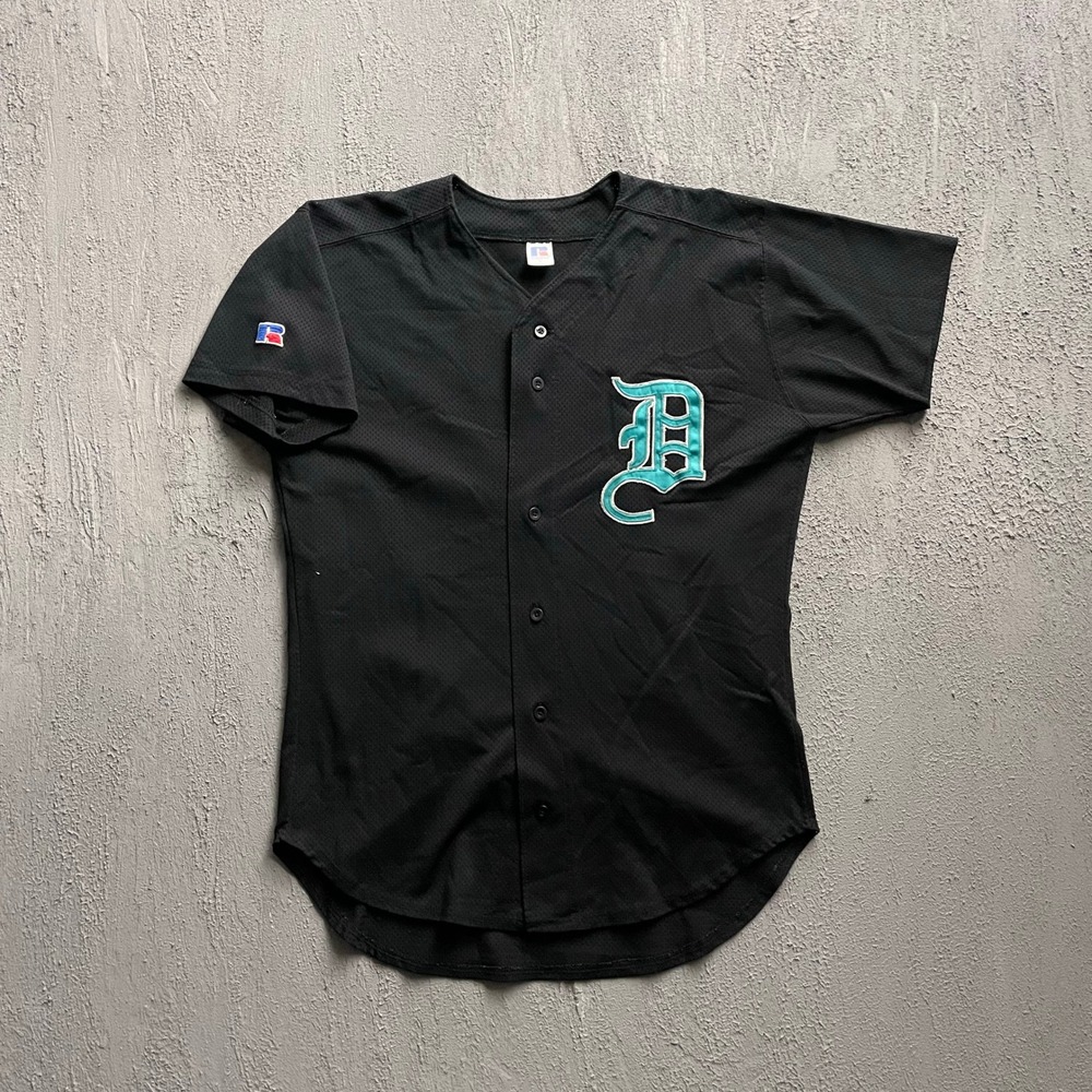 Vintage Mesh Baseball Jersey mens Large Black 90s Russell Athletic